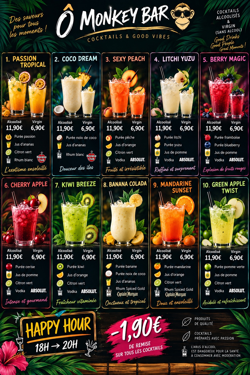 Carte cocktails